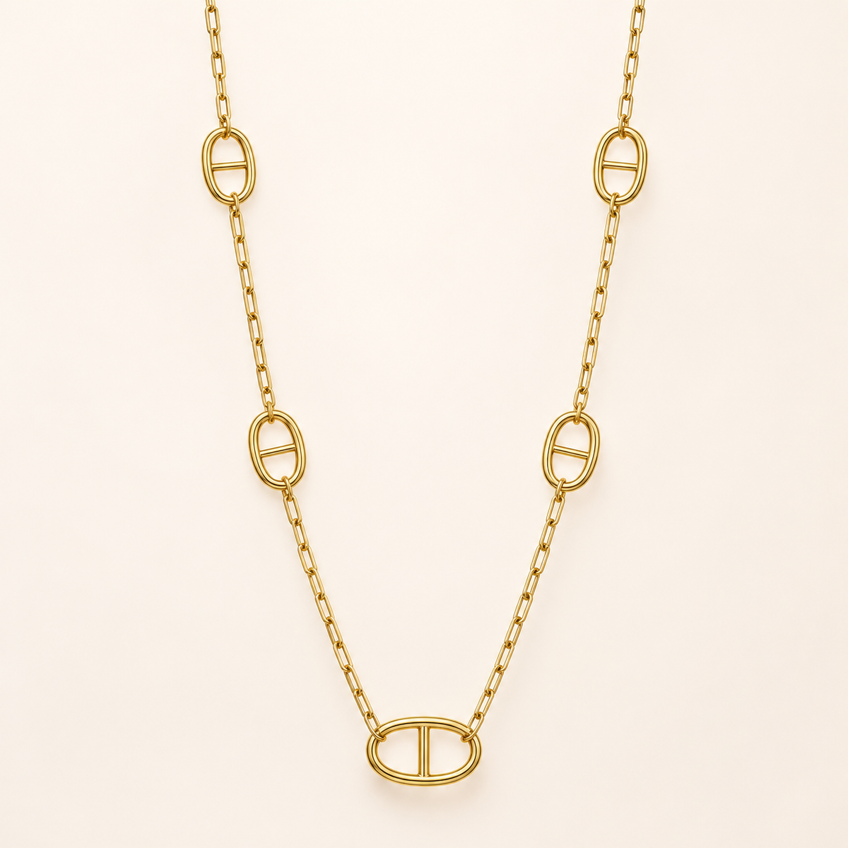 Aurelia Link Necklace on neutral background