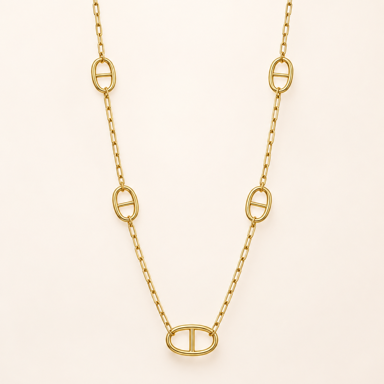 Aurelia Link Necklace on neutral background
