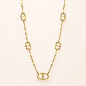 Aurelia Link Necklace on neutral background
