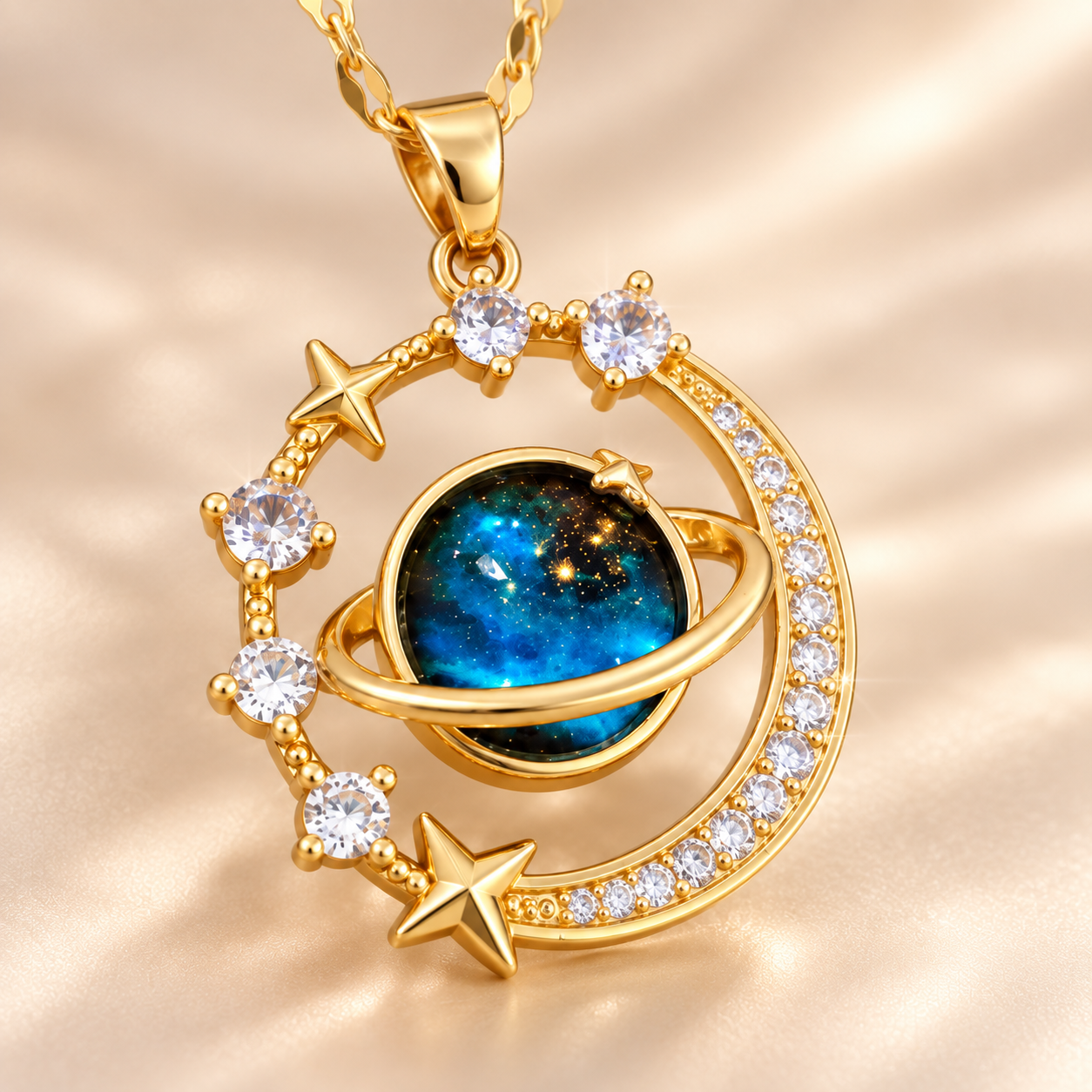 Celestia Orbit Necklace pendant detail
