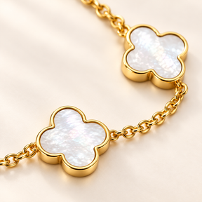 Mirella Pearlescent Clover Bracelet close-up