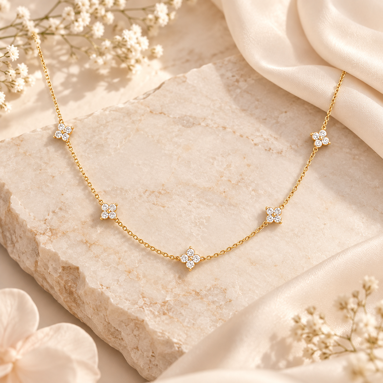 Fiora Bloom Necklace styled on stone
