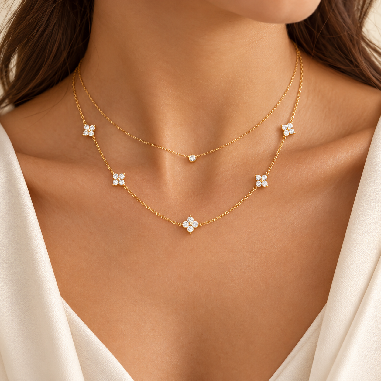 Fiora Bloom Necklace layered look