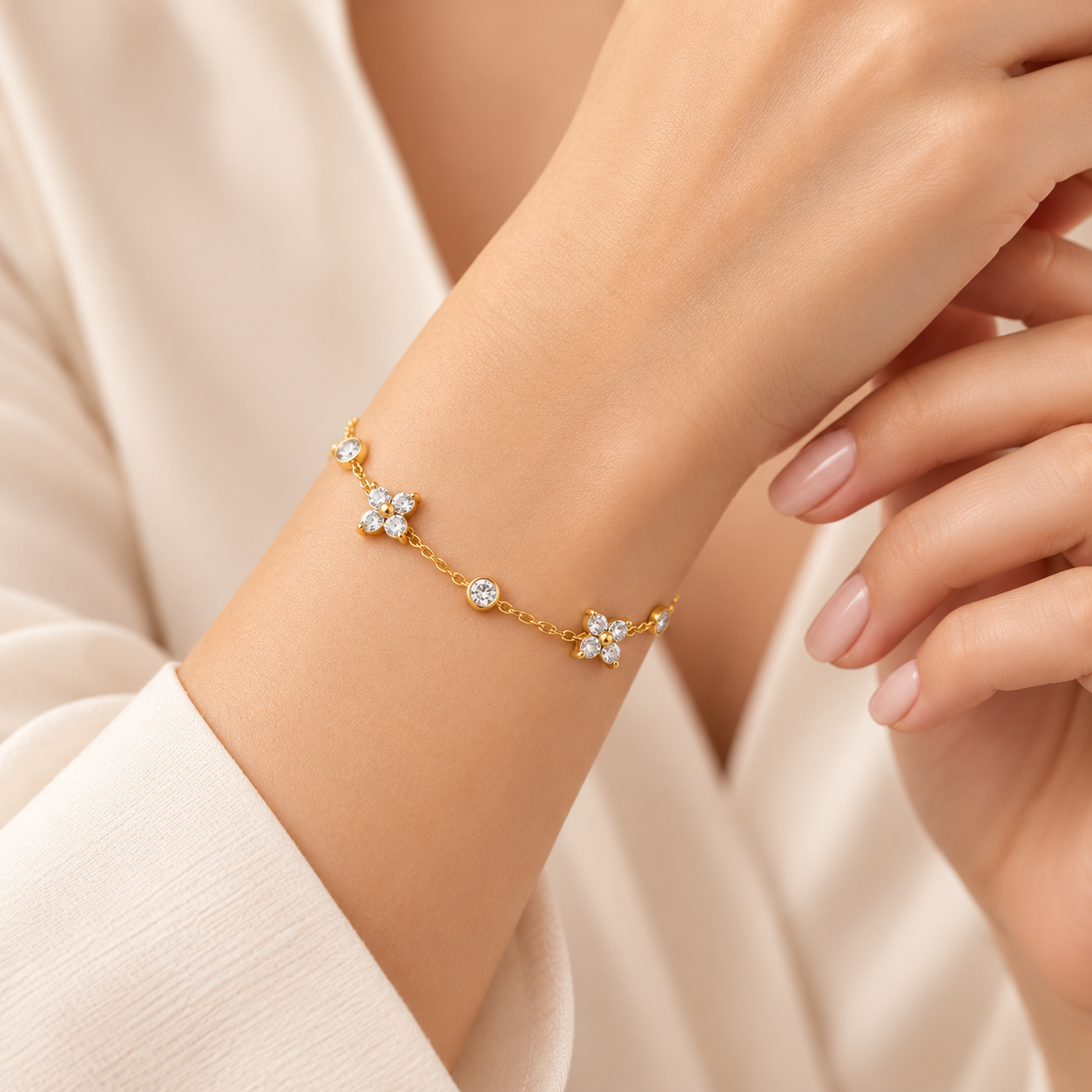 Fiorella Crystal Bracelet worn on wrist