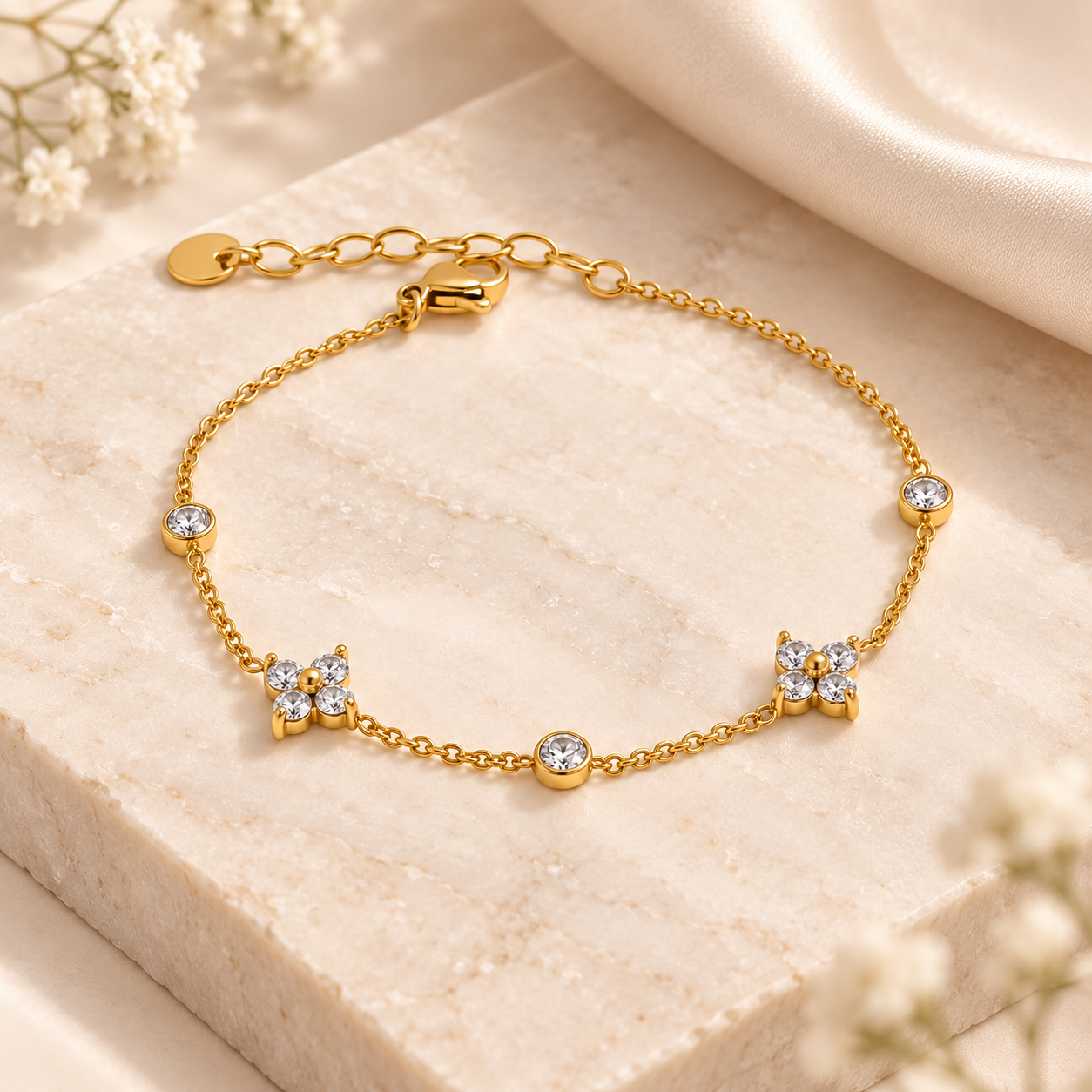 Fiorella Crystal Bracelet styled on stone