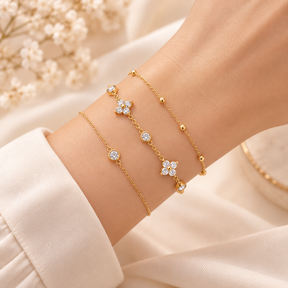 Fiorella Crystal Bracelet layered on wrist