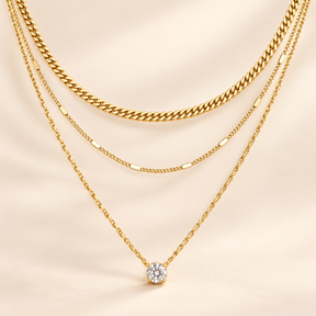 Luce Trio Layered Necklace on satin