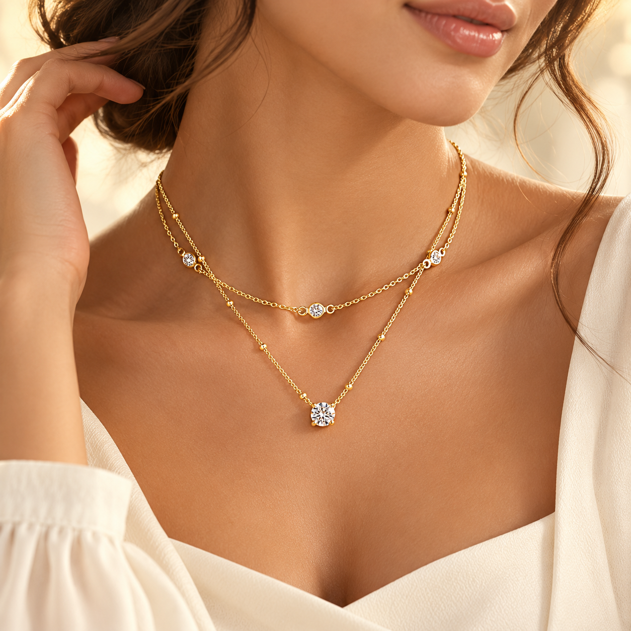 Lucia Double-Layer Necklace lifestyle view