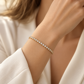 Riviera Gold Tennis Bracelet worn