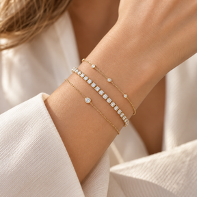 Riviera Gold Tennis Bracelet stacked
