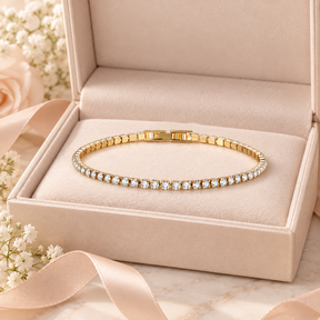 Riviera Gold Tennis Bracelet in gift box