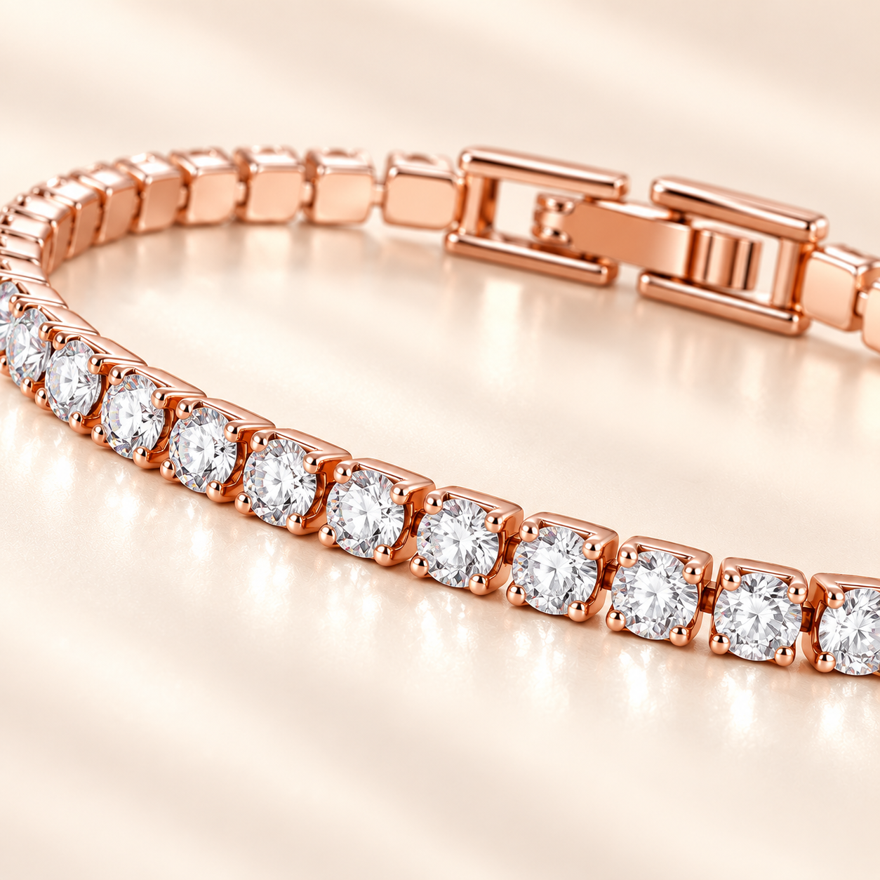 Riviera Rose Gold Tennis Bracelet detail