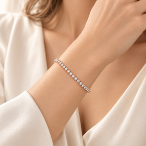 Riviera Rose Gold Tennis Bracelet stacked