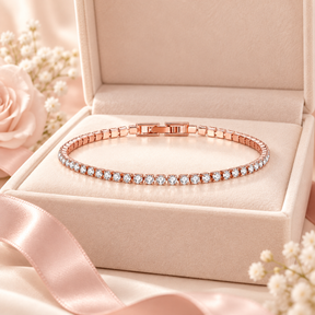 Riviera Rose Gold Tennis Bracelet in gift box