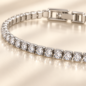 Riviera Silver Tennis Bracelet detail