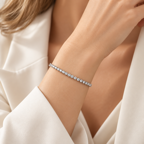 Riviera Silver Tennis Bracelet worn