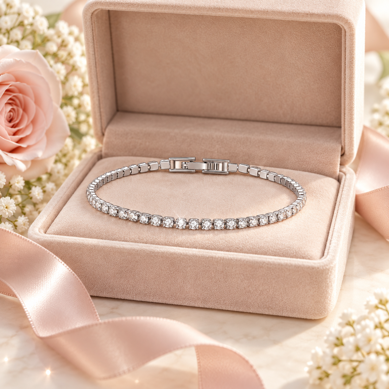 Riviera Silver Tennis Bracelet in gift box