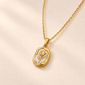 Rosalia Botanical Pendant Necklace on satin